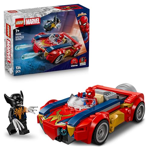 LEGO | Marvel Spider-Man Auto vs. Venomized Wolverine - Superhelden Spielzeug mit Spielzeugauto - Konstruktionsspielzeug mit 2 Minifiguren und 2 Shooter - Geschenk für Jungen ab 7 Jahren - 76336