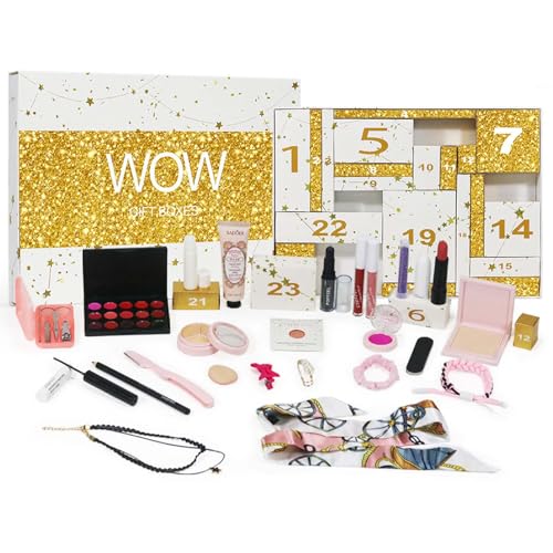 EONFAVE Beauty Adventskalender 2025, 24 Stück Make-up Set Adventskalender 2025 Frauen, Schminke Set Für Bestes Schminke Geschenkset, Exquisite Kosmetik, mit Abdeckstift, Lippenstifte, Eyeliner