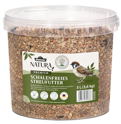 Dehner Natura Premium Wildvogelfutter, Streufutter schalenfrei, Ganzjahresfutter proteinreich / energiereich, hochwertiges Vogelfutter für Wildvögel, 3.6 kg