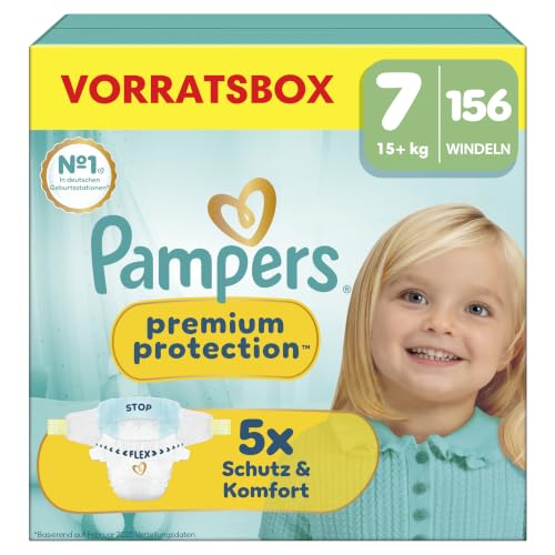 Pampers Premium Protection Größe 7, 156 Windeln, 15kg+