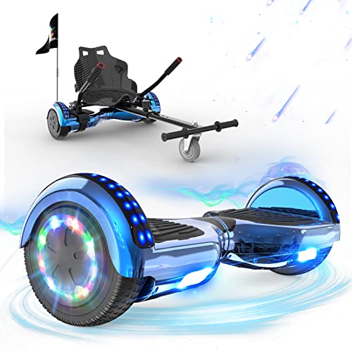 RCB Hoverboards mit Sitz Hoverkart komplett für Kinder, Skateboard mit Set, Hoverboards mit LED Lichtern und Bluetooth, Geschenk für Kinder