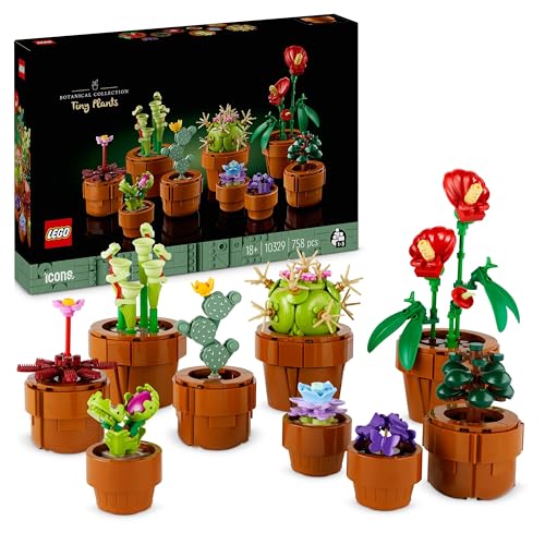 LEGO 10329 Icons Mini Pflanzen, 9 künstliche Blumen zum Bauen, Botanical Collection Sammel-Set für Erwachsene mit baubarem Terrakotta-Topf, Wohndeko, Geschenk für Frauen und Männer