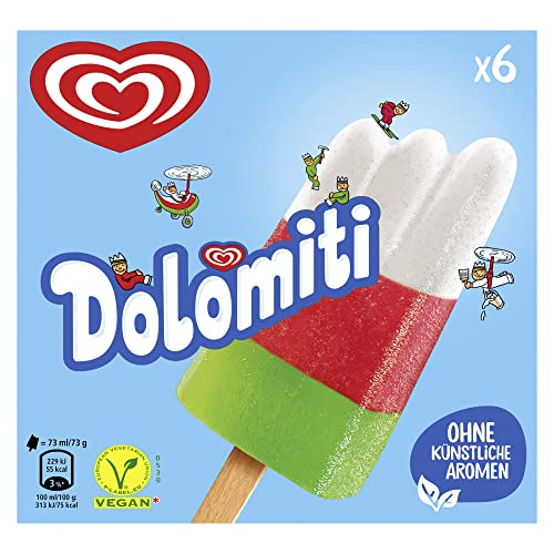 Langnese Wassereis Dolomiti veganes Eis am Stiel in 3 Geschmacksrichtungen 73 ml 6 Stück