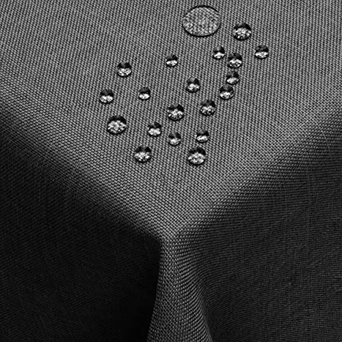 DecoHomeTextil Leinen Optik Tischdecke, Rechteckig 130 x 220 cm Grau Anthrazit, wasserabweisend, fleckenabweisend, abwaschbar, Lotuseffekt, bügelfrei
