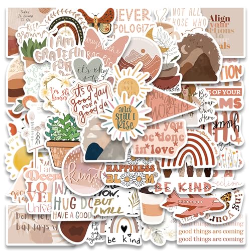 Nayyana® 50 Stück inspirierende Vintage-Aufkleber, Boho-motivierende ästhetische Aufkleber für Frauen, Erwachsene, Kinder, Teenager, Lehrer, wasserfeste Retro-Vinyl-Aufkleber
