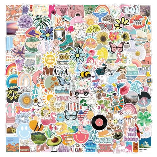 Ptyism 200 Stück Sticker Aesthetic，Vsco Stücke Aufkleber丨Wasserfeste Aufkleber，Wasserdicht Vinyl Stickers Vinyl Sticker set Für Sticker Laptop,Sammelalbum,Gitarre,Tasse,Wasserflasche,Mobiltelefon usw