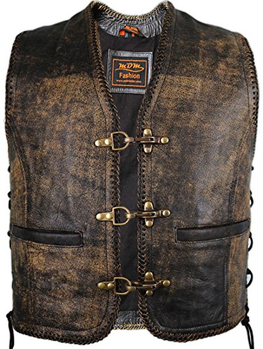 MDM Herren Vintage Lederweste aus echtem Rindsleder (Gr. 3XL)