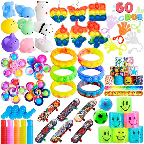 JOYIN 60 Stücke Kindergeburtstag Mitgebsel Set, Popular Fidget, Partyspielzeuge, Goodie Bags Fillers für Kindergeburtstag Gastgeschenke, Give Aways Kindergeburtstag Klassenzimmer Preise
