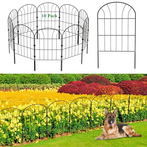 Metall Gartenzaun, Dekorativer Zaun 60cm hoch x 33cm breit (10 Paneele, Gesamtlänge 3,3m) Kein Graben Zaun Grenzzaun Hundezaun Landschaftszaun für Blumenbeet, Hof, Tiersperre, 330CM(L) X 60CM(H)