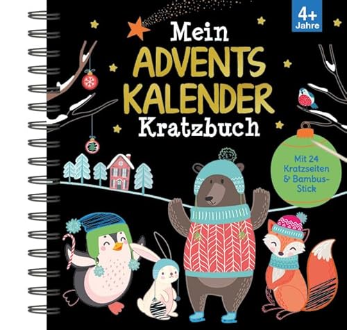 Mein Adventskalender-Kratzbuch: Mit 24 Kratzseiten & Bambusstick