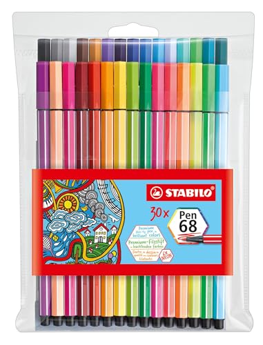 STABILO - Premium-Filzstift - Pen 68-30er Pack - inkl. 6 Neonfarben