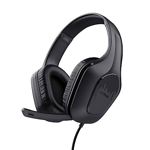 Trust Gaming GXT 418 Rayne Leichtes Gaming Headset für PC Xbox PS4 PS5 Switch Mobile, 50-mm-Treiber, 2-m-Kabel, 3,5-mm-Audioanschluss, Over-Ear Kopfhörer mit Kabel, Schwarz