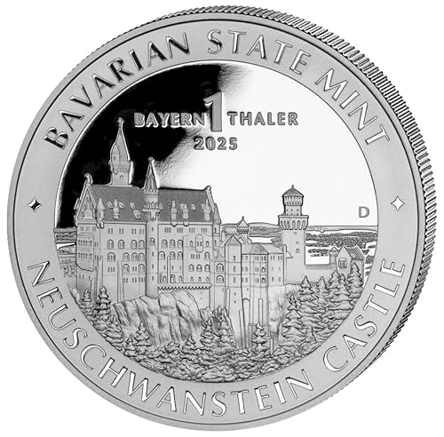 1 unze Silbermünze 1 Bayernthaler Schloss Neuschwanstein 2025 Bayerisches Hauptmünzamt 1 oz Silber Silver Silber silver coin
