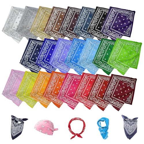 VOIDHUES 23 Stück Bandana Damen Herren Vielseitige Bandanas Paisley Muster Mischfarben 55 x 55 cm Halstücher Kopftuch, Kopfbedeckungen für Jedes Outfit
