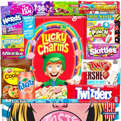 XXL 1,5 KG USA Candy Box | Süßigkeiten amerikanischer Marken & Drinks | inkl. Lucky Charms & US Fanta | American Style Snackbox | Geschenkidee für Freunde Familie Mama Papa | Candy & Bar®