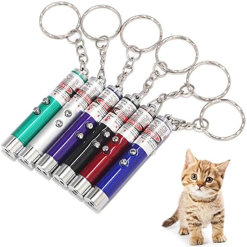 6 Stück LED Pointer Katzen Hund Spielzeug, Interaktives Fangspiel für Katzen, Taschenlampe Light Licht für Haustiere Trainingsgerät, Nachtbeleuchtung Cat Chase Toys