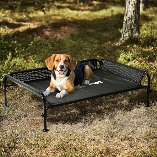 Gardner Pet Hundeliege Outdoor, Schwarz, M, 107 x 76 x 31 cm | Erhöhtes Haustierbett, Kühlend, Waschbar, Robuster mit guter Luftzirkulation, Für Draußen