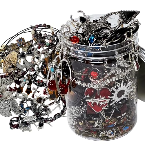 gudong Mystery Jewelry Schmuckdosen-Set, 30–35-teilig, Überraschung, Gothic-Box für Frauen, Gothic-Hexe, Punk, Hippie, Emo-Schmuck-Set, Mix-Ring, Halskette, Armband, Ohrringe, Einzigartiges Geschenk