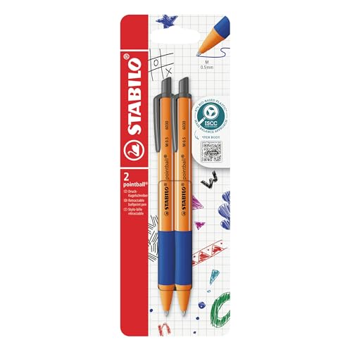 STABILO - Druck-Kugelschreiber - pointball - 2er Pack - blau
