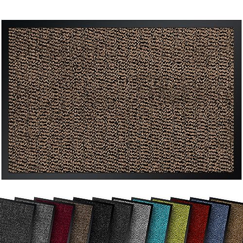 comflor Hochwertige Fußmatte Braun-Schwarz 40x60 groß für Innen & Außen - Schmutzfangmatte rutschfest, waschbar & wetterfest - Fussmatte für Eingangsbereich & Aussenbereich - Läufer Flur dünn