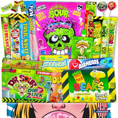 Saure USA Süßigkeiten Box [20 Stück] | Amerikanischer Sour Candy Mix & Naschbox | Saure Süßigkeiten & USA Import | Oster - Geschenkidee für Männer, Frauen & Gamer | Candy & Bar®