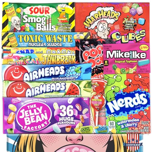 Amerikanische Süßigkeiten Box | USA Candy Mix | Geschenkbox zum Verschenken | Trendiges Ostergeschenk für USA-Fans & Kids | Candy & Bar®