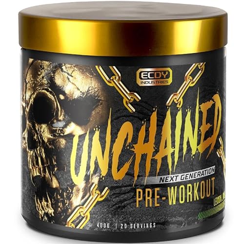 UNCHAINED Pre Workout Booster mit Koffein | 400 g | Fitness Drink mit L-Arginin, L-Citrulin-Malat & Beta-Alanin | Preworkout Booster für 100% Fokus, Pump & Energy | Lemon Lime