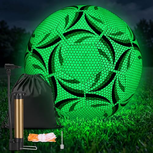 TranRantic Leuchtender Fußball, Fußball Leuchten im Dunkeln Größe 5, Reflektierender Fussball mit Pumpe für Nachtspiele Training, Sport Leuchtfußball für Kinder Junge Erwachsene