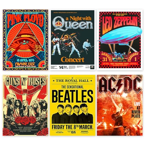 BDSHUNBF Poster Set mit 6 Album Cover Band, Leinwand Wandkunst, ästhetische Leinwand, Poster Vintage für Teenager Schlafzimmer Raumdekoration Ungerahmt