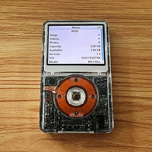 M-Player kompatibel mit iPod Classic Video 5. Generation, 256 GB, verbesserter 2000 mAh Akku, transparent