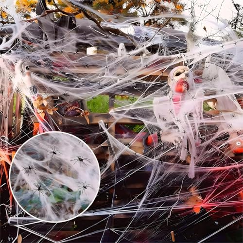 Halloween Deko,60g Spinnennetz,30St Plastik Spinnen,Helloween Outdoor,Helloween Spinnen,Party Spinnweben Dekorationen,Mit Spider Grusel Horror