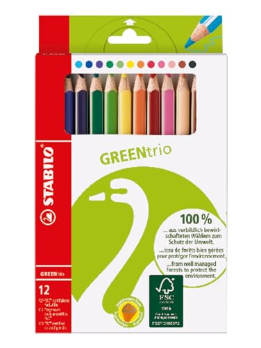 STABILO - Umweltfreundlicher Dreikant-Buntstift - GREENtrio - 12er Pack - 12 Farben