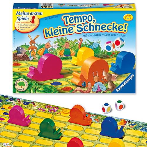 Ravensburger Kinderspiel 21420 - Tempo kleine Schnecke, Das spannende Schneckenrennen, Brettspiel und Gesellschaftsspiel für 2-6 Spieler, Kinderspiel ab 3 Jahren - Geburtstagsgeschenke