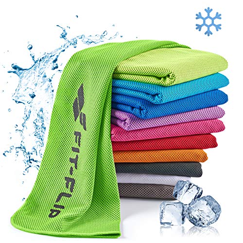 Fit-Flip Kühlendes Handtuch - Ice Cooling Towel und mikrofaser Kühltuch – kühlende Handtücher für Nacken und Hals - Airflip cool Towel für Fitness und Sport - Kühlhandtuch (neon grün, 100x30cm)