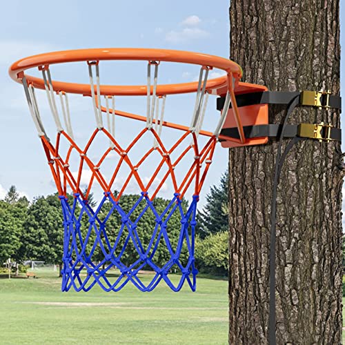 Basketballkorb Wandmontage Höhe 200-250 cm verstellbar, 18 Zoll mit Netz - Outdoor für Garten/Kinder, aus pulverbeschichtetem Stahl wetterfest, inkl. Montagematerial & Schnellaufbau - OXFUZZ