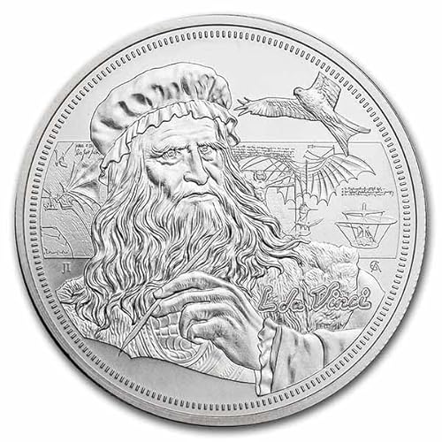 Generisch 1 Unze Silbermünze - Leonardo da Vinci - Inspirierende Ikonen 2021 Silver Niue Island 1 oz Silber Silver Coin Icons of Inspiration - weltweit nur 10.000 Stück!