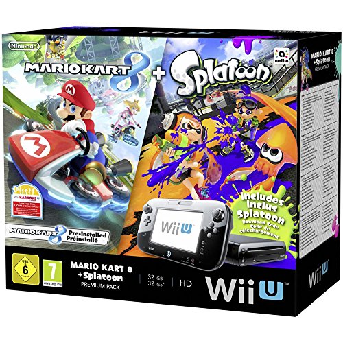 Nintendo Wii U Premium Pack 32GB schwarz inkl. Mario Kart 8 (vorinstalliert) + Splatoon DLC-Code