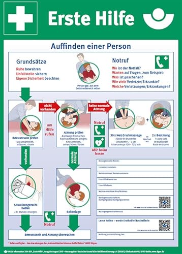 Erste-Hilfe-Plakat DIN A2 gemäß DGUV, aktueller Stand 2024, gefaltet