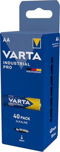 VARTA Batterien AA, 40 Stück, Industrial Pro, Alkaline Batterie, 1,5V, Vorratspack, Made in Germany [Exklusiv bei Amazon]
