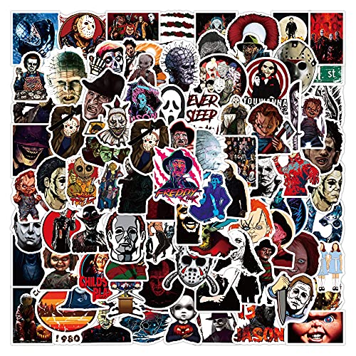 Horror Film Charaktere Aufkleber, 100 Stück Graffiti Wasserfeste Vinyl Horror Sticker für Laptop, Wasserdicht, Gitarre, Koffer, Halloween