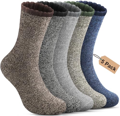 Annsuki 5 Paar Thermosocken Herren,Dicke Wintersocken Warme Socken,Wollsocken Thermo Socken Männer, Atmungsaktiv Warm Merino Winter für Outdoor Wandersocken Lauf Skisocken 39-46