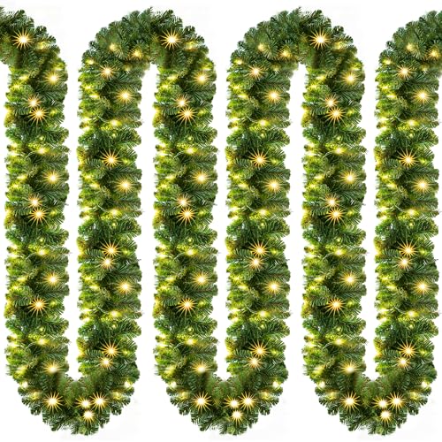 CASARIA® Weihnachtsgirlande mit Beleuchtung 5m 100 LEDs Beleuchtet Innen Außen Grün Weihnachtsdeko Weihnachten Deko Girlande Tannengirlande Warmweiß