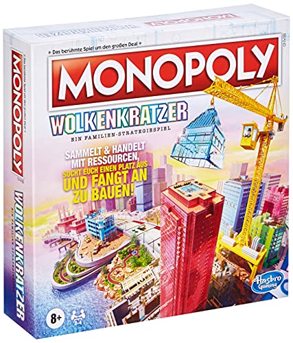 Hasbro Monopoly Wolkenkratzer Brettspiel, Strategiespiel für Familien und Kinder, abwechslungsreicher Spielablauf, ab 8 Jahren