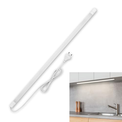 REV Unterbauleuchte Küche LED - Schrankbeleuchtung 80cm, 12W, 1020 Lumen, warmweiß - LED Leiste Küche mit Schalter - einfache Montage, weiß