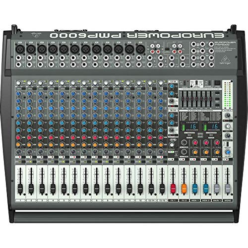 Behringer EUROPWER PMP6000 1600-Watt-20-Kanal-Powermixer mit Dual-Multi-FX-Prozessor und FBQ-Feedback-Erkennungssystem
