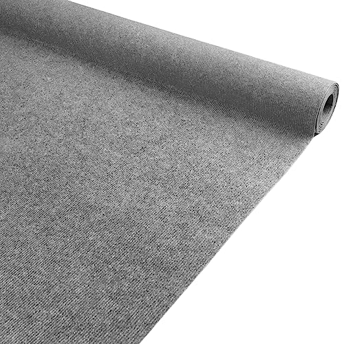 Messeteppich Rips MALTA 100x400 cm Grau – schwer entflammbarer Eventteppich | gerippter Rips Nadelfilz Boden | schalldämmend, rutschfest & leicht zu verlegen | ideal für Messe & Event