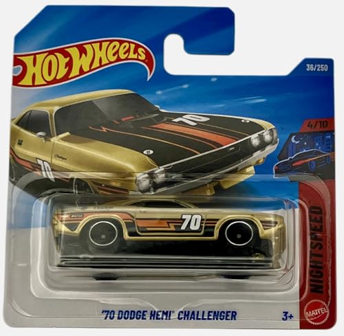 Hot Wheels – '70 Dodge Hemi® Challenger – goldenes Muscle Car – Nightspeed 4/5 – 36/250 – JJJ07 – General Motors Lizenz – Mattel 2026-1:64 Modellauto