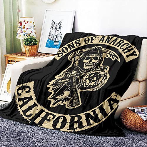 VOZMIO Sons of Anarchy Flanell Plüsch Schlafsofa Decke - Warm, Weich, Geeignet für Klimaanlage (150x200cm)