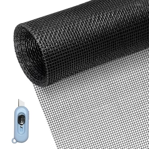 LXBCTOP Fiberglas Fliegengitter 120 * 300CM, Fliegennetz Meterware, DIY Fenster Insektenschutzgitter, Fliegengitter Katzensicher, Fliegennetz Fenster für Balkontür Dachfenster (Schwarz)