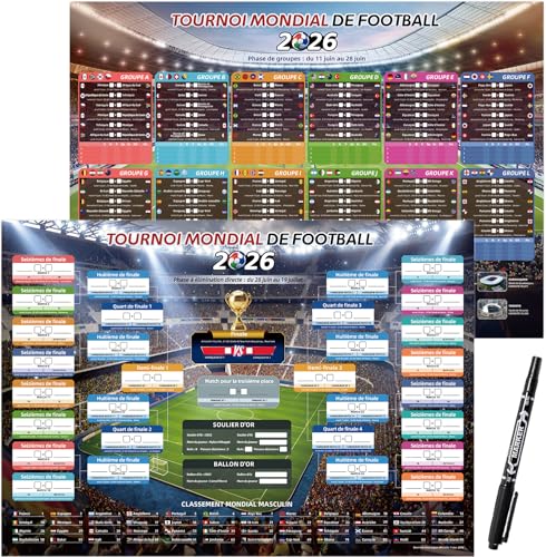 AhfuLife 2026 WM Spielplan Poster für Deko WM Fußball 2026 - FR (A1 - Gefaltet)